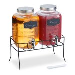 Relaxdays distributeur de boisson lot de 2 volume de chaque : env. 4 l support pour votre limonade transparent ...