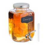 Relaxdays distributeur de boisson avec tube pour fruits ou gla�ons robinet et couvercle transparent