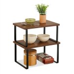 Relaxdays �tag�re de cuisine lot de 2 empilable pour �pices vaisselle etc style industriel marron / noir ...