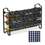 Relaxdays Étagère à épices 24 pots support en inox avec étiquettes hxlxp : 255 x 385 x 125 cm noir Relaxdays Étagère à épices 24 pots support en inox avec étiquettes hxlxp : 255 x 385 x 125 cm noir