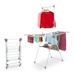 Relaxdays tendoir  linge tancarville pliable fer et plastique h x l x p : 199 x 155 x 69 cm blanc