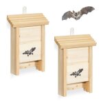 Relaxdays g�te � chauves - souris lot de 2 bois non trait� h x l x p : 25 x 18 x 6 cm naturel