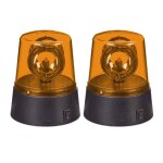 Relaxdays gyrophare 2 pi�ces r�flecteur rotatif f�te � piles lumi�re led orange / noir