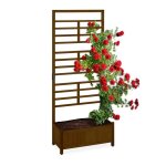 Relaxdays jardini�re en bois avec treillis brise - vue h x l x p : 171 x 715 x 32 cm balcon et jardin ...