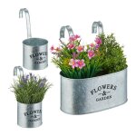 Relaxdays jardini�re dext�rieur pour le balcon en lot de 3 � suspendre fer rev�tu de zinc argent�e