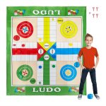 Relaxdays ludo tapis xxl grand tapis de jeu comprenant 16 pions 2 d�s 4 sardines jardin 160x180 cm color� ...