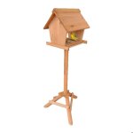 Relaxdays mangeoire pour oiseaux sur pied en bois de sapin jardin balcon terrasse hbt : 107 x 32 x 27 ...