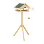 Relaxdays mangeoire pour oiseaux sur pied toit en asphalte jardin balcon et terrasse bois de sapin naturel ...