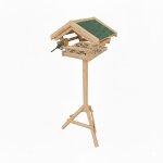 Relaxdays mangeoire pour oiseaux sur pied toit en asphalte jardin balcon et terrasse nichoir bois de ...
