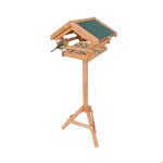Relaxdays mangeoire pour oiseaux sur pied toit en asphalte rsistant jardin et terrasse bois de sapin ...