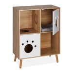 Relaxdays meuble pour chat 4 compartiments hxlxp : 96x75x40 cm cache - liti�re & couchage int�rieur nature ...