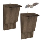 Relaxdays nichoirs pour chauves - souris lot de 2 abri h x l x p 34 x 225 x 125 cm h�tel en bois brun ...