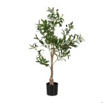 Relaxdays olivier artificiel olives arbre d�coratif d�tails r�alistes h x d : 90 x 50 cm vert et marron ...