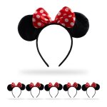 Relaxdays oreilles minnie lot de 6 serre - t�te souris avec n?ud � pois accessoire de d�guisement noir ...