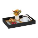 Relaxdays plateau de service en bambou et mdf avec poign�es rectangulaire hlp : 5 x 405 x 28 cm noir ...