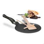 Relaxdays pole  crpes avec rteau & spatule pour plaque  induction aluminium crpire diamtre de ...