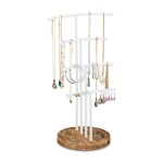 Relaxdays porte - bijoux support � bijoux rangement t pour colliers & boucles doreilles bois m�tal blanc ...