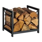 Relaxdays porte - b�ches en m�tal design moderne dimensions : 36 x 43 x 355 cm rangement bois couleur ...