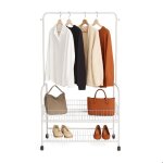 Relaxdays portemanteau sur roulettes 2 tagres barre  vtements h x l x p 165 x 90 x 30 cm penderie ...