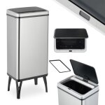 Relaxdays poubelle automatique 50 litres couvercle lectrique avec support pour sac seau cuisine en inox ...