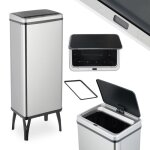 Relaxdays poubelle automatique 60 litres couvercle lectrique avec support pour sac seau cuisine en inox ...
