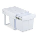 Relaxdays poubelle encastrable pour la cuisine 3 bacs 15 litres et 8 litres hlp : 346 x 34 x 518 cm blanche ...