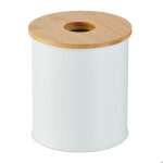 Relaxdays poubelle de salle de bain 2 litres couvercle en bambou avec trou ronde pour la coiffeuse blanche ... Relaxdays poubelle de salle de bain 2 litres couvercle en bambou avec trou ronde pour la coiffeuse blanche ...