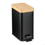 Relaxdays poubelle de salle de bain 5 litres en m�tal seau int�rieur amovible couvercle en bambou noire ...