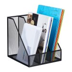 Relaxdays range - revues 3 compartiments format a4 design maille hlp 26x24x26 cm bureau / t�l�travail ...