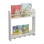 Relaxdays rangement mural pour la chambre de votre enfant 4 crochets pratiques 625 x 60 x 12 cm blanc ...