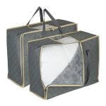 Relaxdays sac de rangement pour couettes 2 pi�ces zip 3 c�t�s respirant non - tiss� housse sous lit gris ...