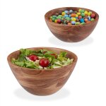 Relaxdays saladier lot de 2 en bois d?acacia diam�tre de 19 et 25 cm bol pour salade snacks fruits marron ...