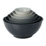 Relaxdays saladier set de 6 pices bols pour cuisiner et ptisser tailles varies plastique gris