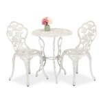 Relaxdays salon de jardin pour 2 personnes design romantique fonte daluminium pour le balcon blanc et ...