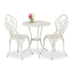Relaxdays salon de jardin pour 2 personnes table avec 2 chaises fonte daluminium design charmant blanc ... Relaxdays salon de jardin pour 2 personnes table avec 2 chaises fonte daluminium design charmant blanc ...