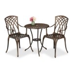 Relaxdays salon de jardin pour 2 personnes table avec 2 chaises fonte daluminium design antique noir ...
