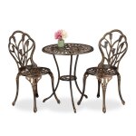 Relaxdays salon de jardin pour 2 personnes table avec 2 chaises fonte daluminium design charmant noir ...