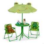Relaxdays salon de jardin enfant table chaises parasol pour petit fan de grenouilles pour plage ou camping ...