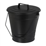 Relaxdays seau � cendres avec couvercle et anse 7 litres en fer pour la chemin�e ou le po�le noir