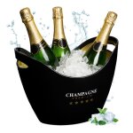 Relaxdays seau  champagne en plastique capacit : 8 litres h x l x p : 255 x 35 x 255 cm noir et dor ...