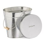 Relaxdays seau avec couvercle 22 l poigne en bois pour charbon & cendres chemine pole acier galvanis ...