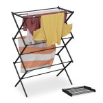 Relaxdays s�choir � linge pliable 104x73x38 cm 11 barres �tendoir extensible en m�tal int�rieur noir