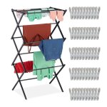 Relaxdays s�choir � linge pliable 6 niveaux 11 barres avec 50 pinces � linge extensible �tendoir en m�tal ...