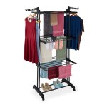 Relaxdays s�choir � linge tour ailes pliables h x l x p : 179 x 126 x 635 cm m�tal s�choir � roulettes ...