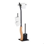 Relaxdays serviteur wc en acier et mdf non fixe brosse h x l x p : 87 x 26 x 20 cm noir et nature Relaxdays serviteur wc en acier et mdf non fixe brosse h x l x p : 87 x 26 x 20 cm noir et nature