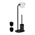 Relaxdays serviteur wc hxlxp : 645x23x17 cm dérouleur non fixe brosse avec support fer noir Relaxdays serviteur wc hxlxp : 645x23x17 cm dérouleur non fixe brosse avec support fer noir