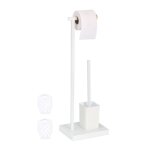 Relaxdays serviteur wc hxlxp : 665x23x18 cm support papier toilettes brosse et porte - brosse acier inoxydable ...