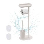 Relaxdays serviteur wc non fixe 2 t�tes de brosse de rechange h x l x p : 67 x 23 x 17 cm blanc