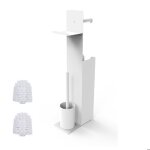 Relaxdays serviteur wc non fixe brosse 2 ttes de brosse de rechange h x l x p : 67 x 22 x 12 cm blanc ...