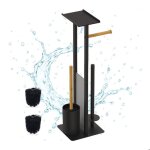 Relaxdays serviteur wc robuste non fixe m�lange de mat�riaux h x l x p : 65 x 21 x 18 cm noir et nature ...